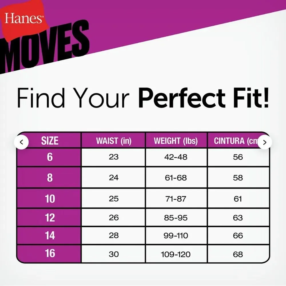 Hanes Moves Girls' Breathable Stretch Brief Underwear, size 10, multicolor 4-Pk
